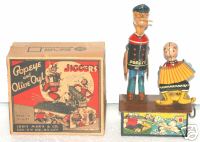 1930s Marx Popeye & Olive Oyl Roof Jiggers w/ BOX